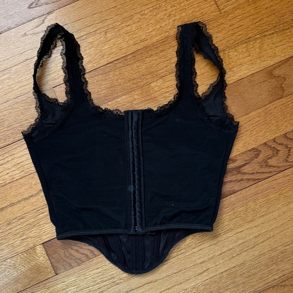 SHEIN Bae Black Lace Trim Corset Top - Picture 2 of 5